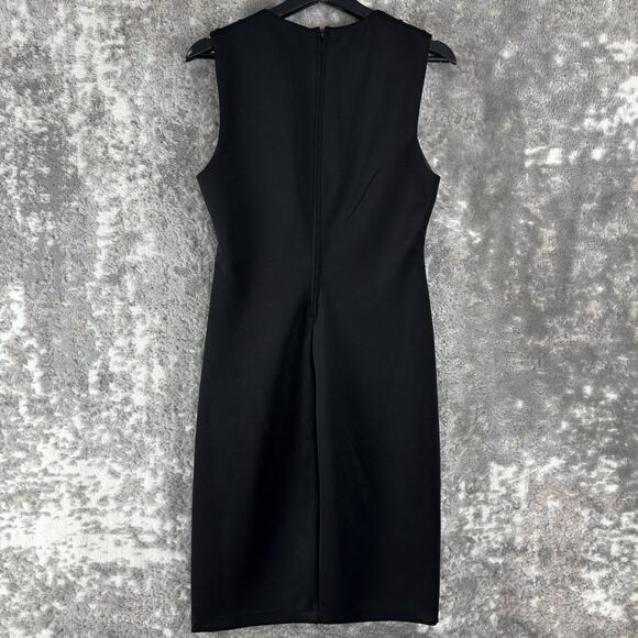 Bisou Bisou Size 8 Stretch Knee Length Sheath Dress Black Sleeveless Zip - Picture 3 of 10